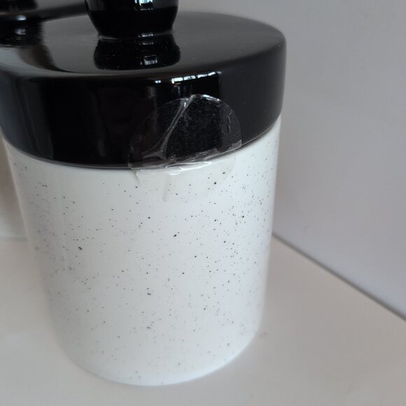New Ceramic 7" Tall White And Black Speckled Canisters Food Storage With Lids - Picture 5 of 8